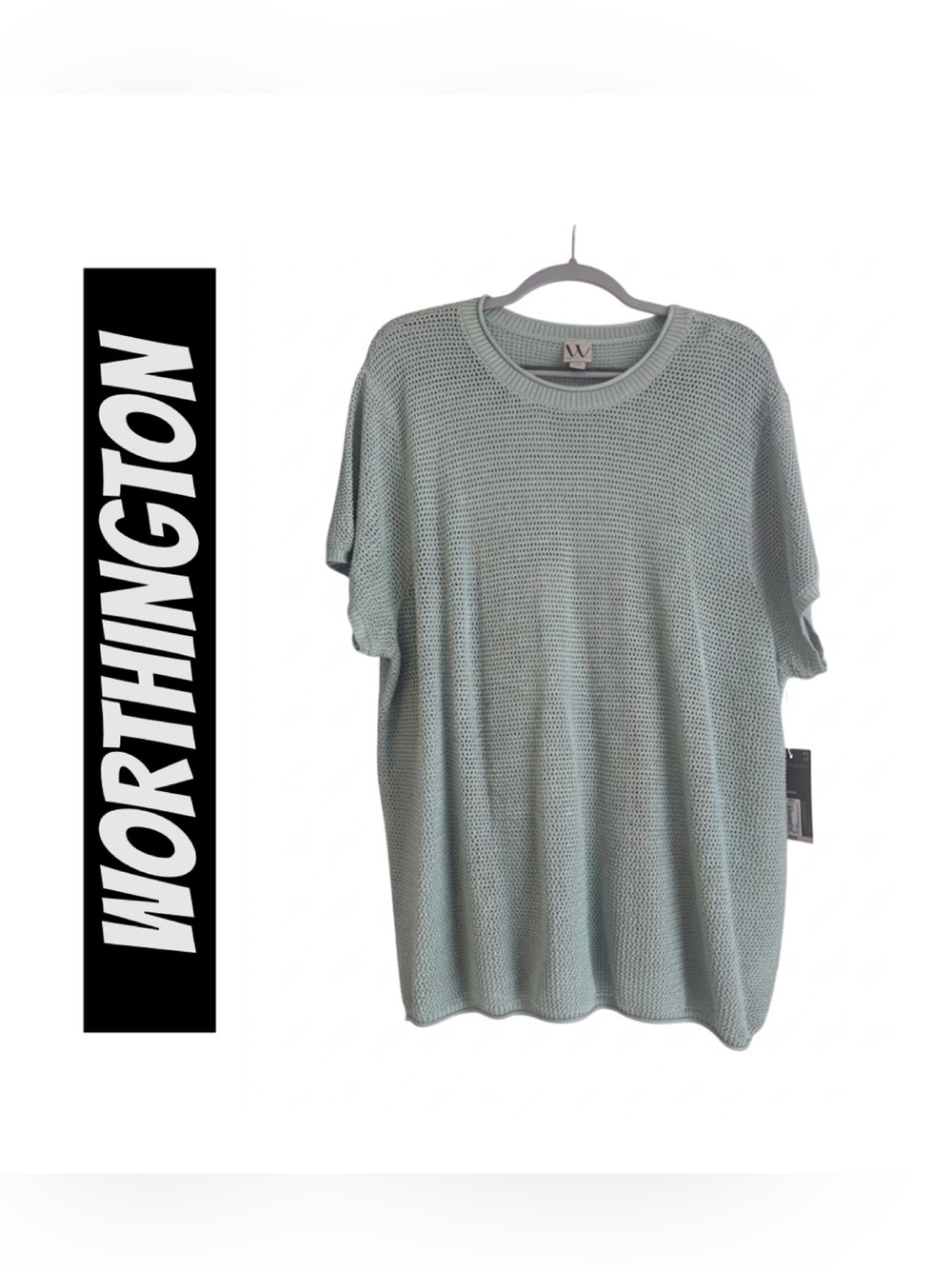 NWT WORTHINGTON Short Sleeve Open Knit Sweater 2X